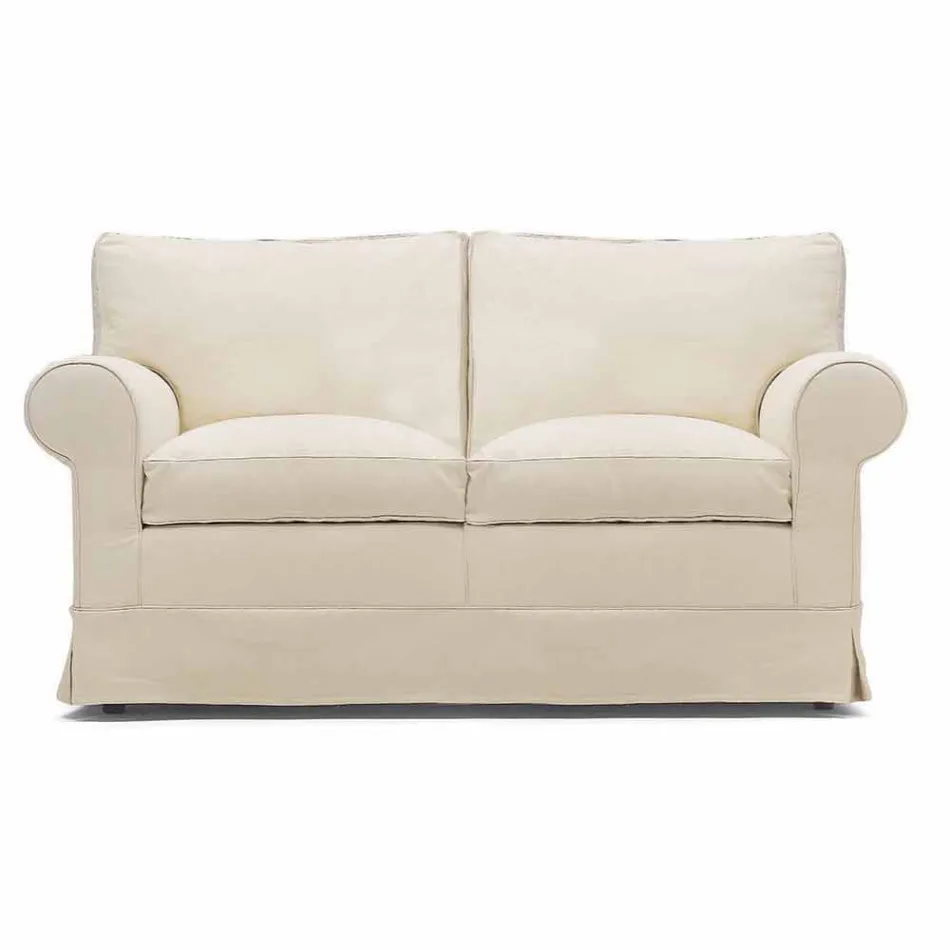 Sofá de 2 plazas tapizado y tapizado en tela Made in Italy - Andromeda Viadurini