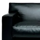 Sofá de 2 plazas de cuero con pies de madera de nogal Made in Italy - Alessandria Viadurini