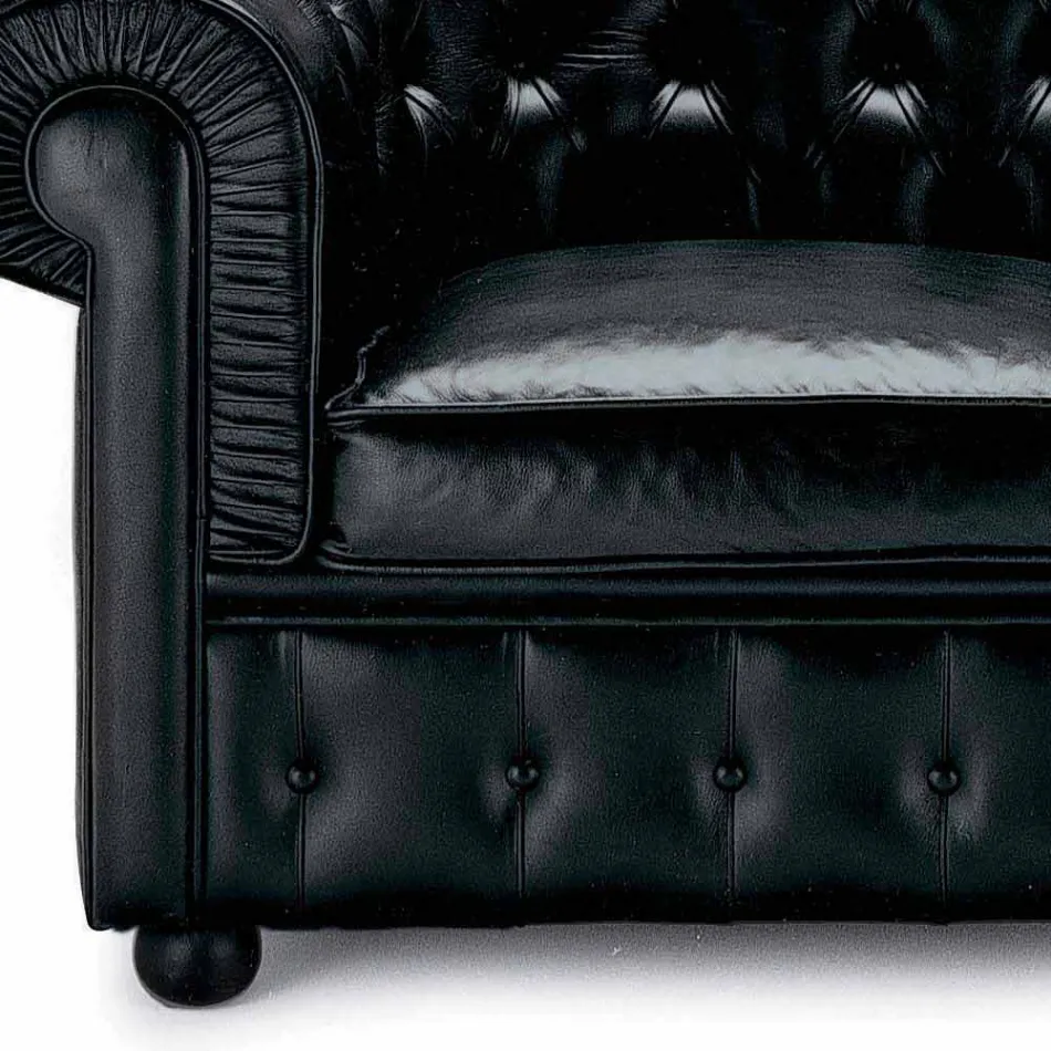 Sofá de 2 plazas tapizado en piel con pies de madera Made in Italy - Idra Viadurini