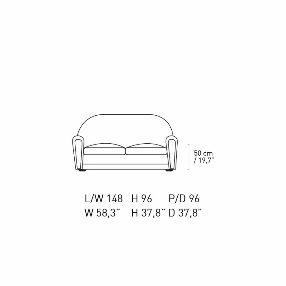 Sofá de 2 plazas tapizado en piel con pies lacados Made in Italy - Pegolo Viadurini
