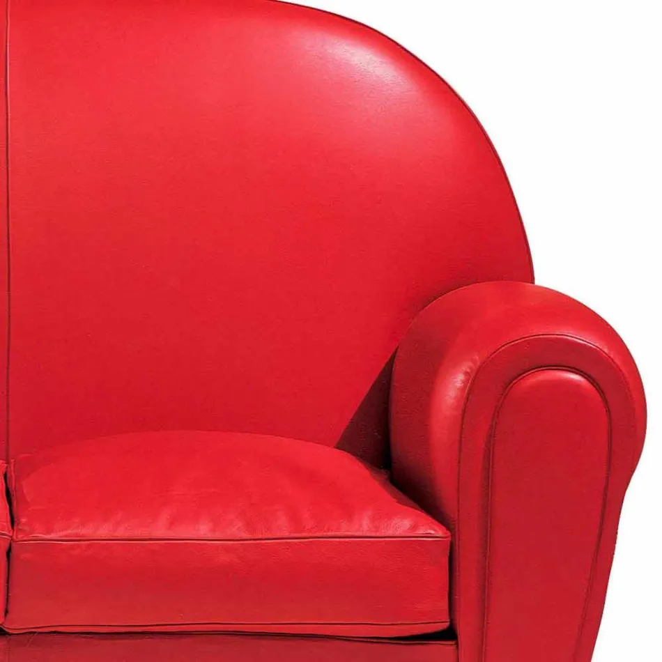 Sofá de 2 plazas tapizado en piel con pies lacados Made in Italy - Pegolo Viadurini