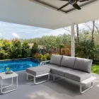 Sofá de 3 plazas con puf de exterior suministrado con 2 fundas - Partir Viadurini