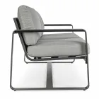 Sofá de exterior de 3 plazas con cojín de respaldo y asiento en tela - Mirea Viadurini