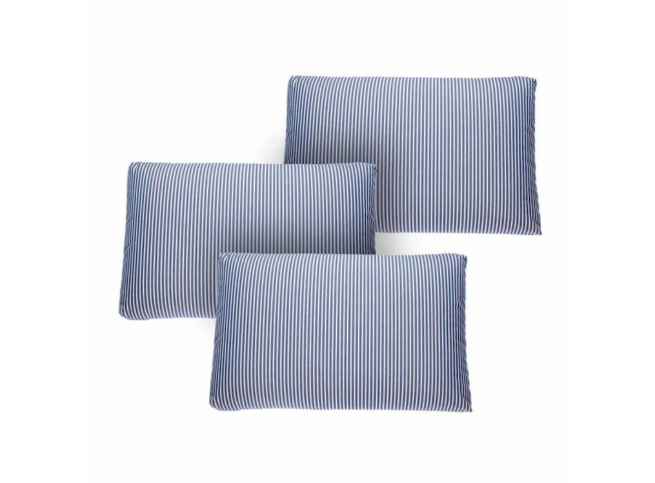 Sofá de exterior de 3 plazas en aluminio blanco o negro y cojines azules - Cynthia Viadurini