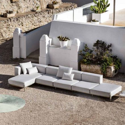 Sofá de exterior de 3 plazas en aluminio con puf y chaise longue - Filomena Viadurini
