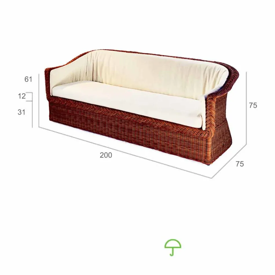 3 plazas trenzado exterior de polietileno en la mano Oslo Viadurini