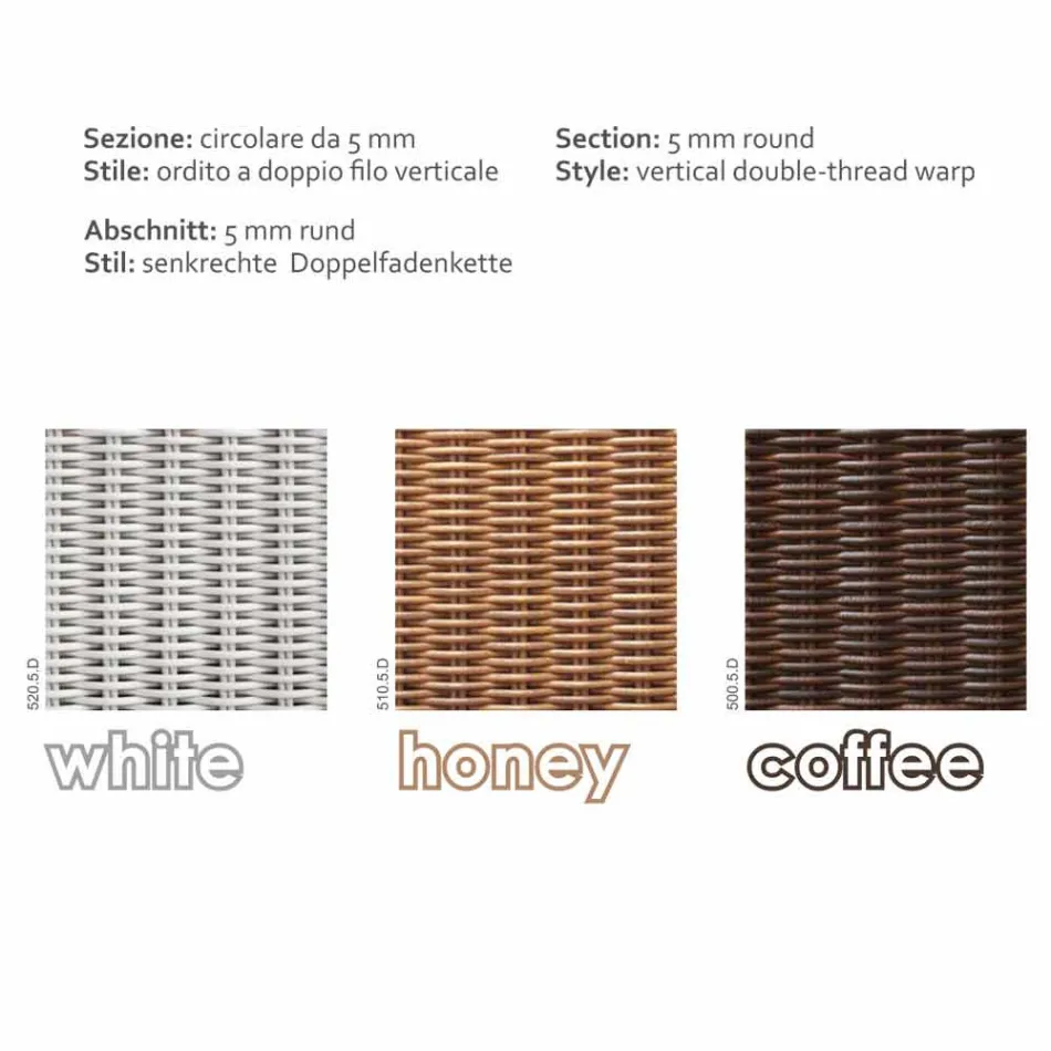 3 plazas trenzado exterior de polietileno en la mano Oslo Viadurini