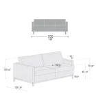 Sofá de salón de 3 plazas en cuero, madera y metal Made in Italy - Bizzarro Viadurini