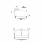 Sofá de 3 plazas de tela de diseño L.185cm / imitación de cuero made in Italy Erica Viadurini