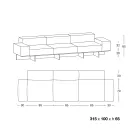 Sofá de 3 plazas en vidrio extraclaro y asiento de tela Made in Italy - Rory Viadurini