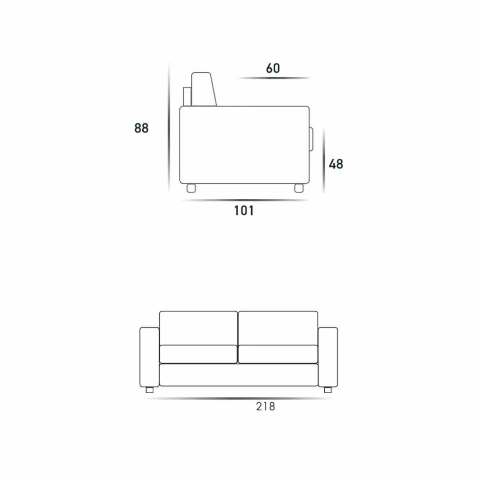 3 plazas maxi diseño moderno de imitación de cuero / tela hecha en Italia Mora Viadurini