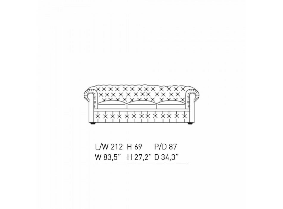 Sofá de 3 plazas tapizado en piel con pies lacados Made in Italy - Idra Viadurini