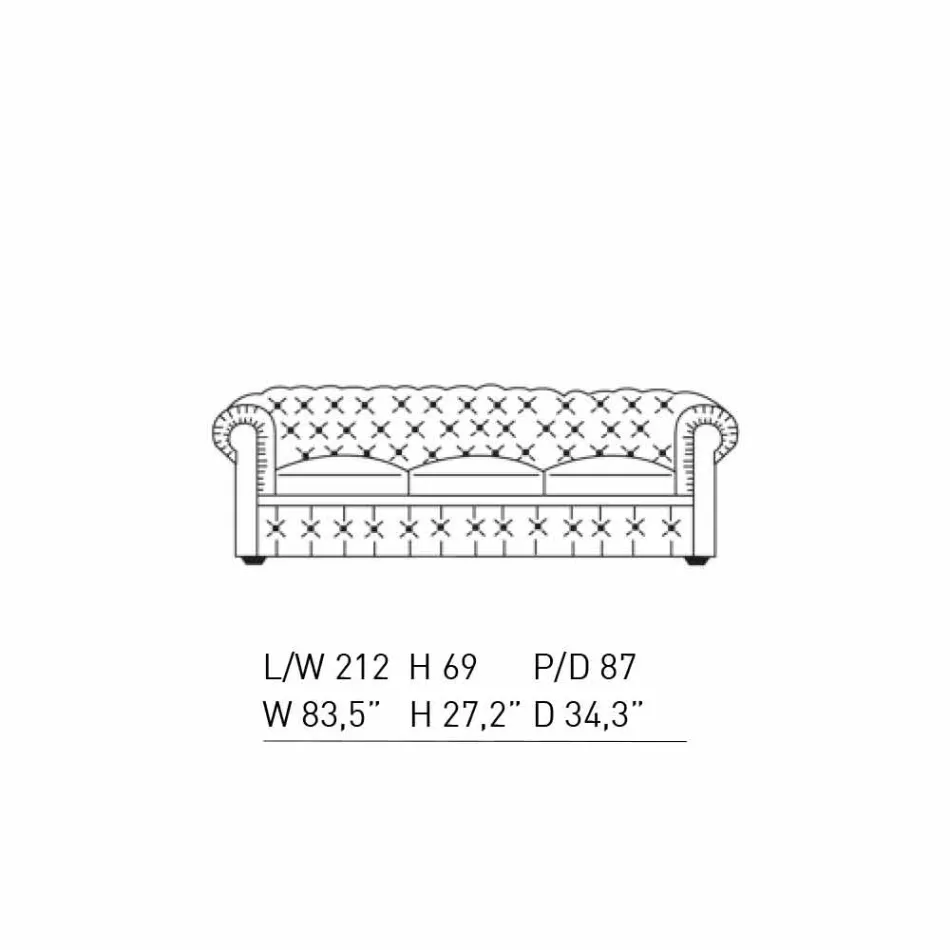Sofá de 3 plazas tapizado en piel con pies lacados Made in Italy - Idra Viadurini