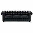 Sofá de 3 plazas tapizado en piel con pies lacados Made in Italy - Idra Viadurini