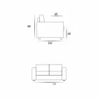 2 plazas sofá moderno diseño de imitación de cuero / tela hecha en Italia Mora Viadurini