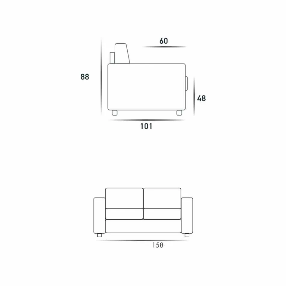 2 plazas sofá moderno diseño de imitación de cuero / tela hecha en Italia Mora Viadurini