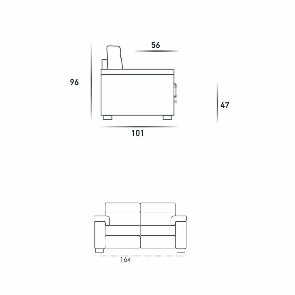 Sofá 2 plazas diseño de la tela o de cuero Lilia, fabricado en Italia Viadurini
