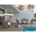 Sofá de jardín mecedora de 2 plazas en madera de acacia con lona blanca - Roxen Viadurini