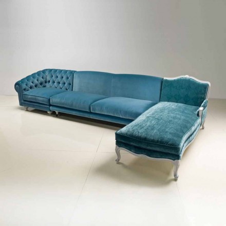 Sofá de esquina de diseño clásico de lujo, fabricado en Italia, Narciso Viadurini