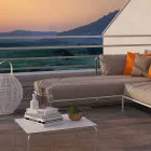 Sofá esquinero para exterior de diseño moderno en tela gris paloma o blanca - Ontario3 Viadurini