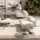 Sofá esquinero derecho con base en vidrio extraclaro Made in Italy - Rory Viadurini