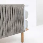 Sofá esquinero de jardín hexagonal en teca y cuerda - Bellatrix Viadurini