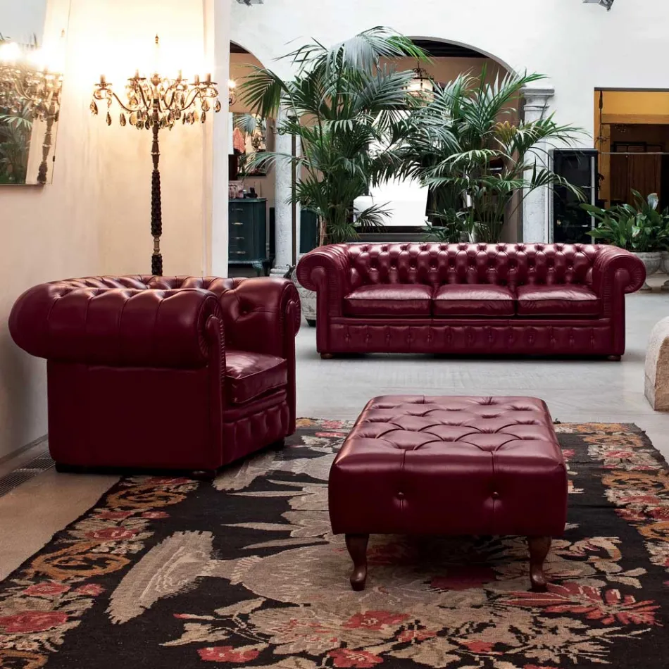 Sofá clásico con patas en forma de cebolla en madera de haya Made in Italy - Spassoso Viadurini