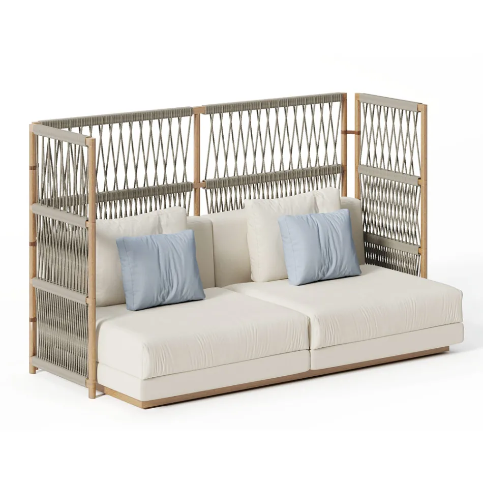 Sofá de jardín composable con estructura en forma de C en madera Made in Italy - Rubik Viadurini