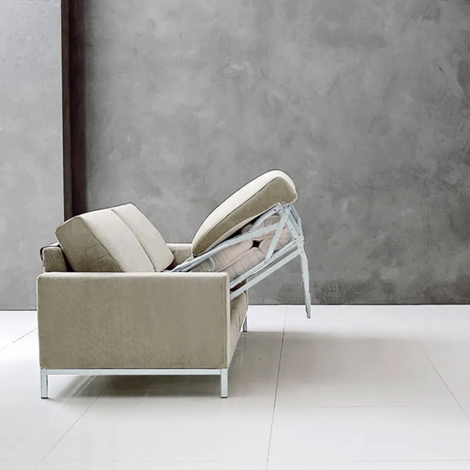 Sofá con apertura cama en metal y poliuretano Made in Italy - Folle Viadurini