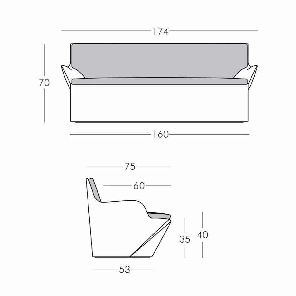 Deslice con apoyabrazos Deslice el diseño de color Kami Yon hecho en Italia Viadurini
