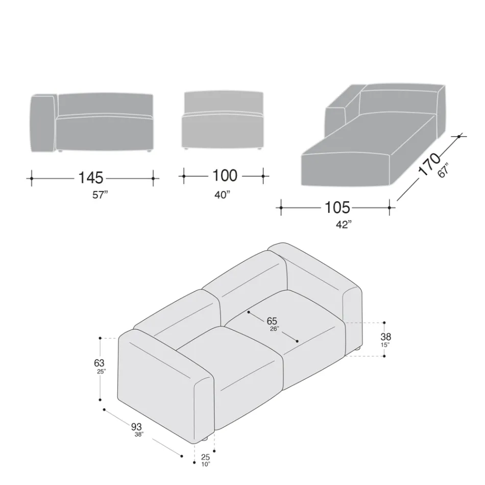 Sofá con Península Interior en Poliuretano Expandido - Buffo Viadurini