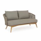 Sofá de exterior de 2 o 3 asientos en madera y tela de color gris paloma Homemotion - Luana Viadurini
