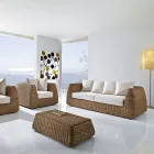 Sofá de exterior de 3 plazas en polirratán tejido - Charlie Viadurini