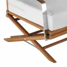 Sofá de exterior de 3 plazas en madera natural o tela negra y lujosa - Suzana Viadurini