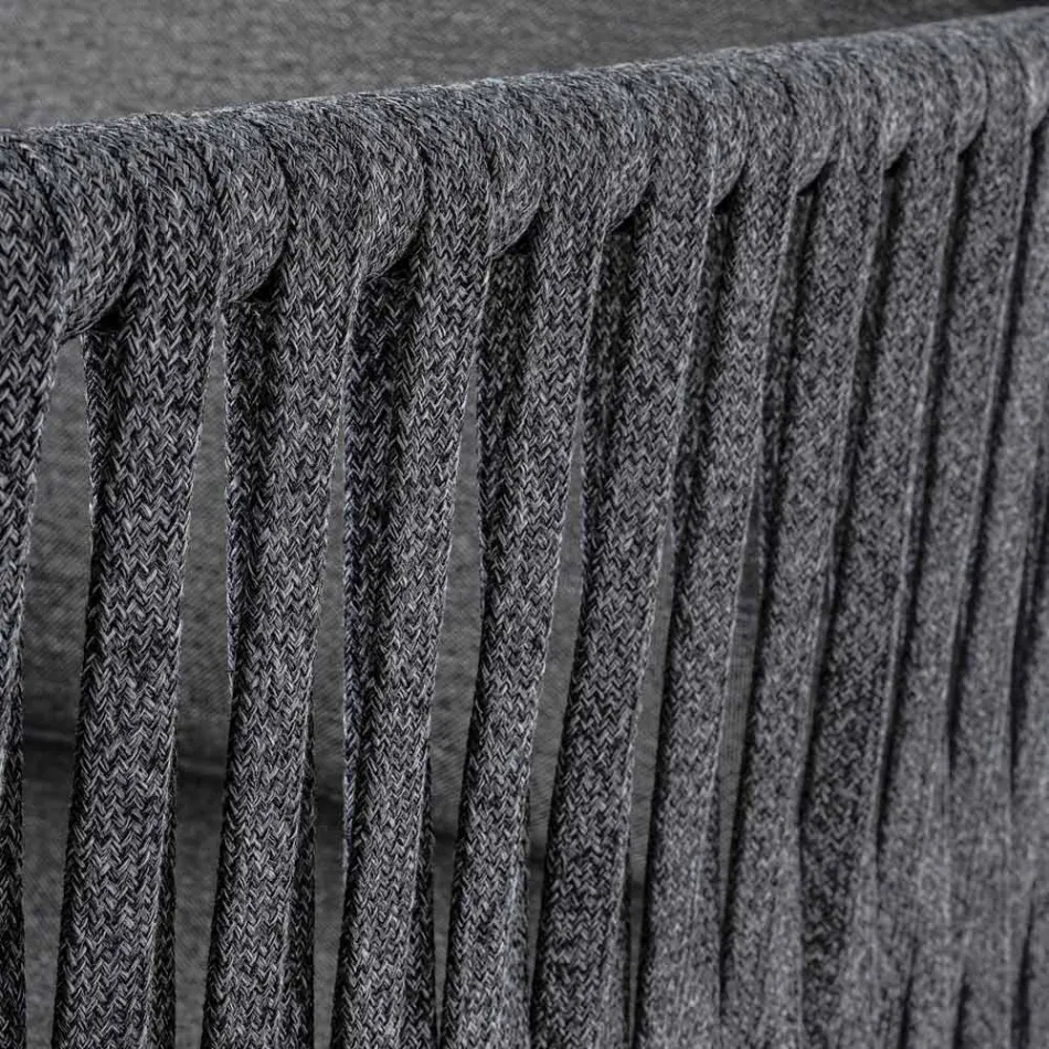 Sofá de exterior de aluminio y cuerda con cojines de tela, Homemotion - Shama Viadurini