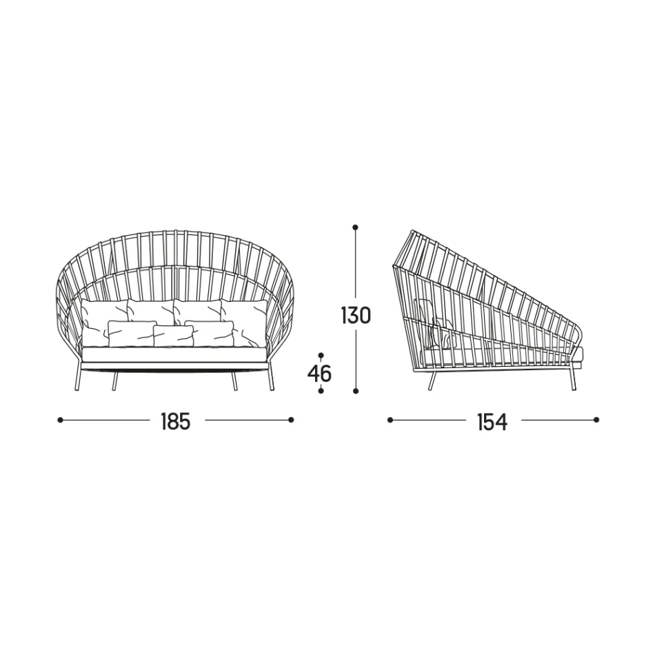Sofá de exterior con cojines incluidos Made in Italy - Emmacross de Varaschin Viadurini