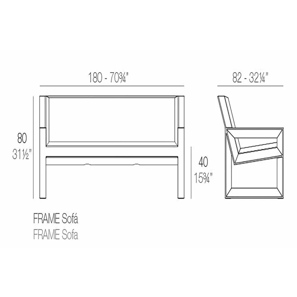 Sofá de exterior Frame by Vondom, en resina de polietileno, diseño. Viadurini