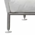 Sofá de exterior en acero y cojines blancos de PVC tejido - Ontario6 Viadurini