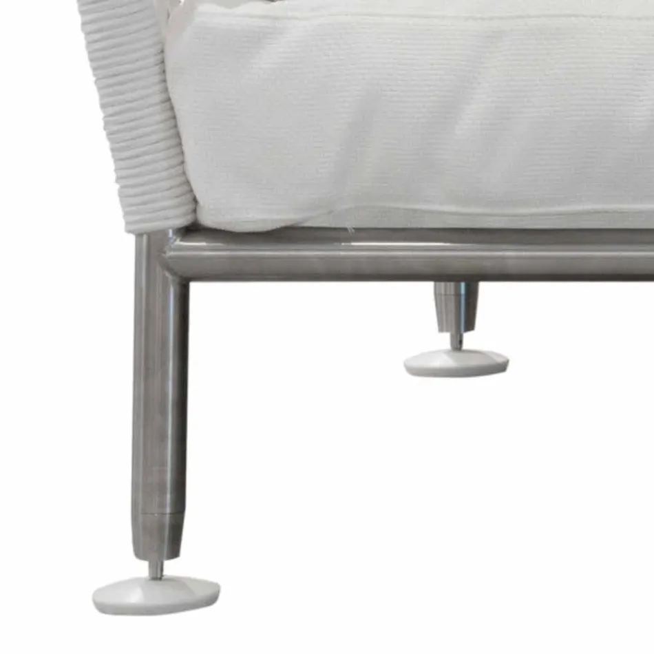 Sofá de exterior en acero y cojines blancos de PVC tejido - Ontario6 Viadurini