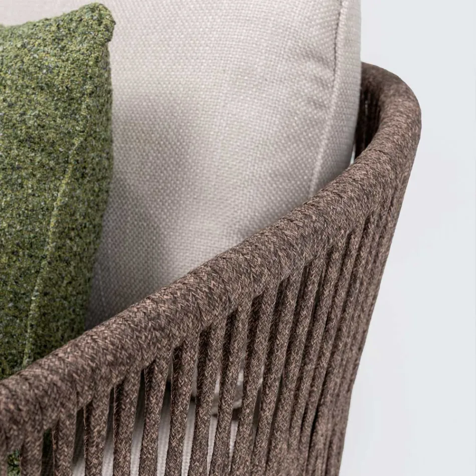 Sofá de exterior en tejido de teca y polietileno - Jhon Viadurini