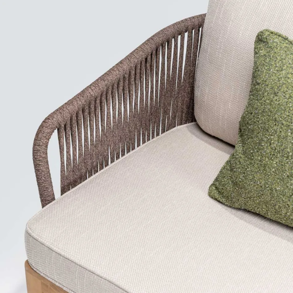 Sofá de exterior en tejido de teca y polietileno - Jhon Viadurini