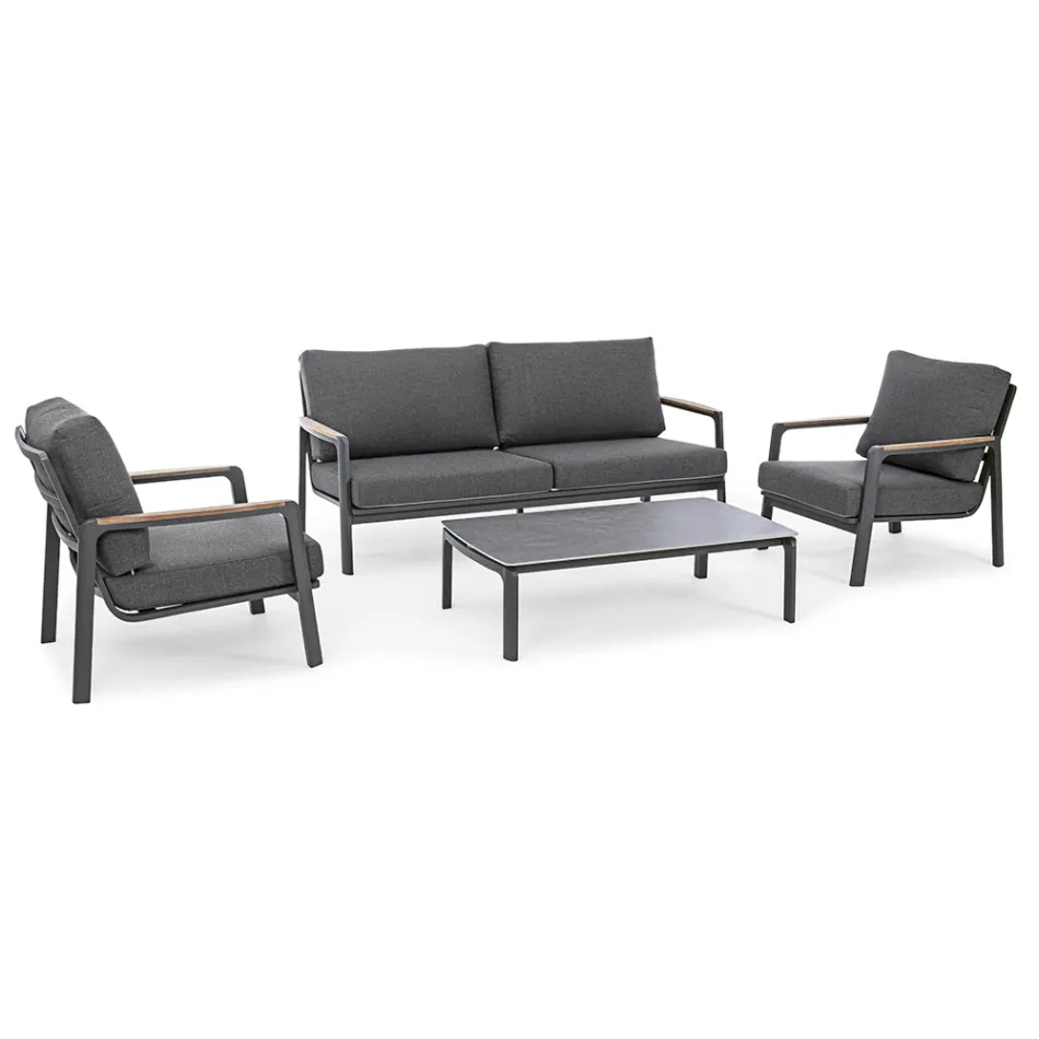 Sofá de exterior en tela con estructura de aluminio, Homemotion - Cara Viadurini