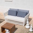Sofá de jardín de 2 plazas en aluminio blanco o negro y cojines azules - Cynthia Viadurini