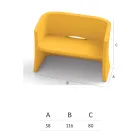 Sofá de jardín de 2 plazas en polietileno coloreado Made in Italy - Gomez Viadurini