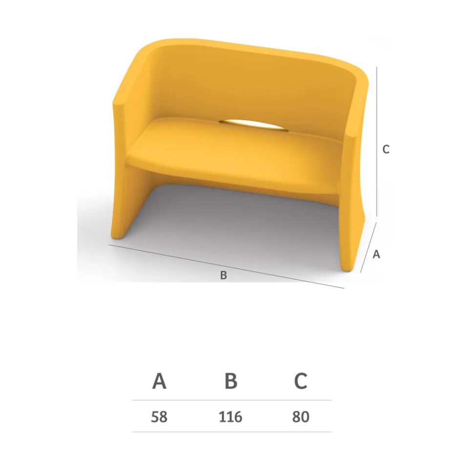 Sofá de jardín de 2 plazas en polietileno coloreado Made in Italy - Gomez Viadurini