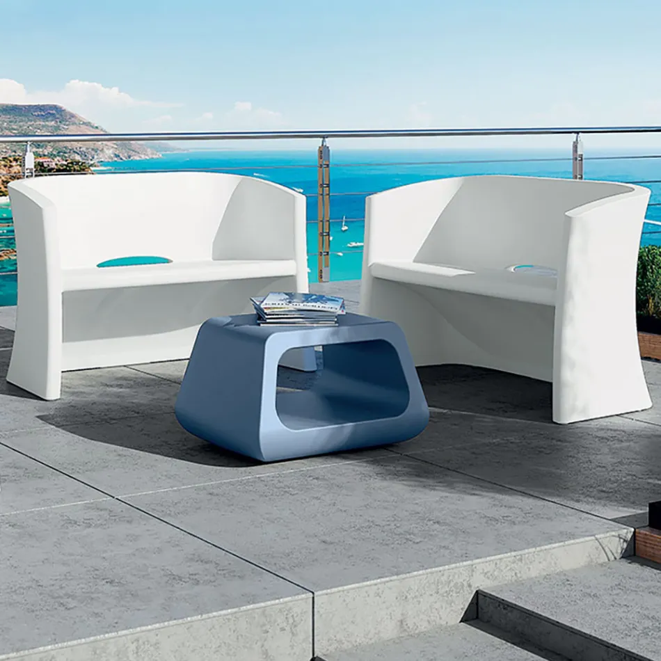 Sofá de jardín de 2 plazas en polietileno coloreado Made in Italy - Gomez Viadurini