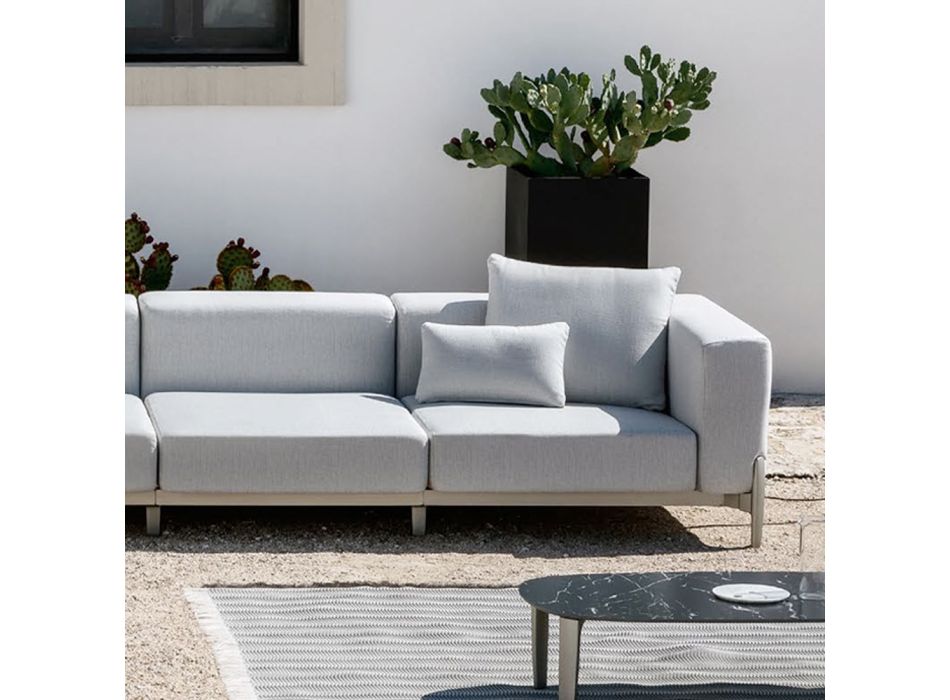 Sofá de Jardín 3 Plazas con Chaise Longue en Aluminio y Tela - Filomena Viadurini