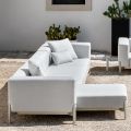 Sofá de jardín de 3 plazas con chaise longue de aluminio y tela - Filomena