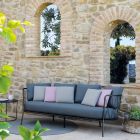 Cojines de sofá de jardín de 3 plazas incluidos en acero Made in Italy - Brienne Viadurini