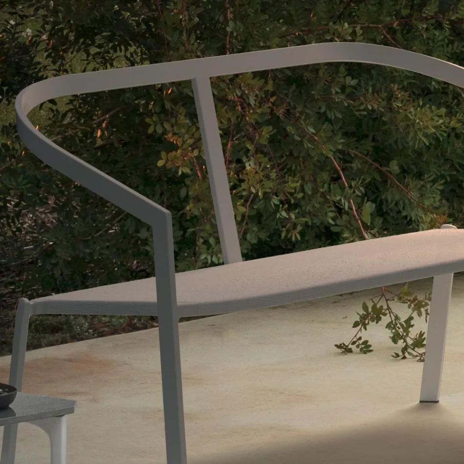 Sofá de jardín con base de aluminio y asiento de textileno Made in Italy - Maureen Viadurini